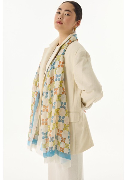 Perla Desenli Krem Pamuklu Şal modelleri