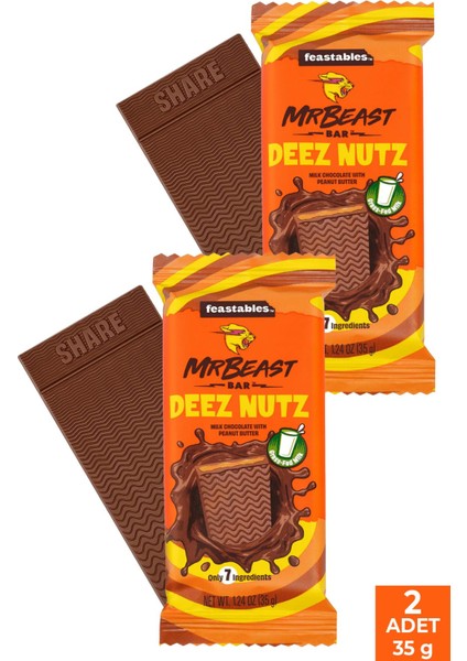 Mr Beast Fıstık Ezmeli Çikolata Bar 2 x 35 gr