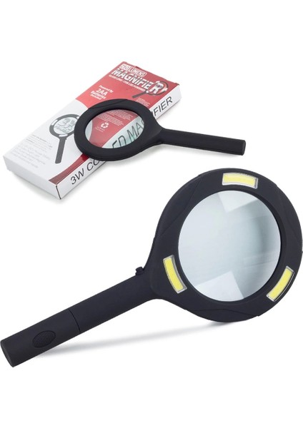 3 Ledli Işıklı El Büyüteci 250 Lümen Beyaz Işık Büyüteç 3x Zoom Tamirci Büyüteç WT374
