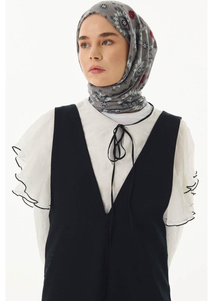 Ember Etnik Desen Siyah - Gri Pamuklu Şal fiyatları