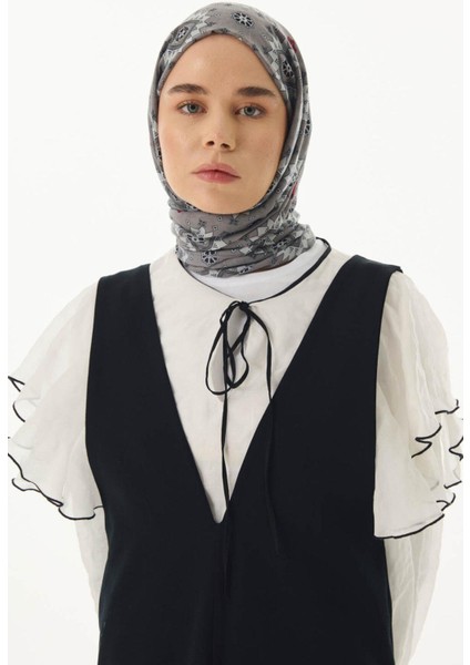 Ember Etnik Desen Siyah - Gri Pamuklu Şal fırsatları