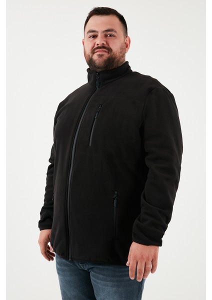 Regular Fit Dik Yaka Fermuarlı Büyük Beden Polar Hırka Erkek Hırka 5906028B