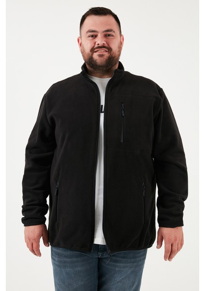 Regular Fit Dik Yaka Fermuarlı Büyük Beden Polar Hırka Erkek Hırka 5906028B
