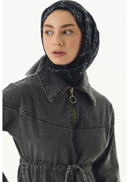 Berry Rose Desen Siyah - Gri Pamuklu Şal fiyatları