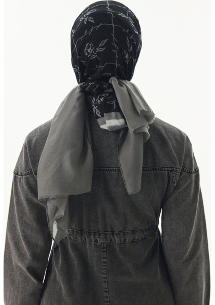 Berry Rose Desen Siyah - Gri Pamuklu Şal fırsatları