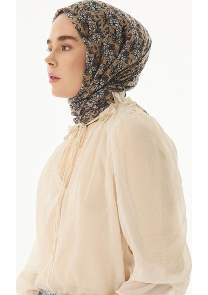 Daisy Çiçek Desen Fuşya Pamuklu Şal