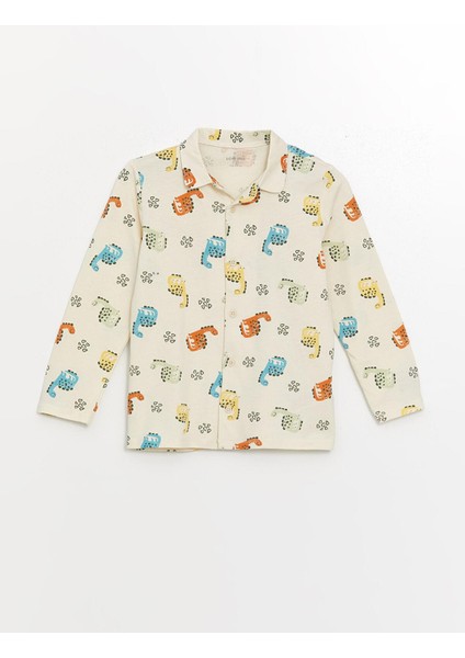 Lcw Baby Baskılı Polo Yaka Uzun Kollu Baskılı Erkek Bebek Pijama Takımı