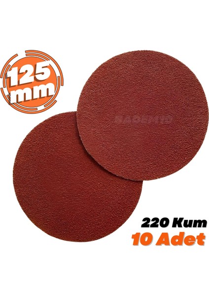 10 Adet 125 mm Cırt Zımpara Kağıdı (220 Kum) Avuç Içi El Zımparaları Spiral Taşlama