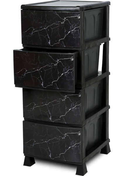 4 Katlı Çekmeceli Baskılı Desenli Kapaklı Plastik Komidin - Sebzelik - Çekmece fiyatları