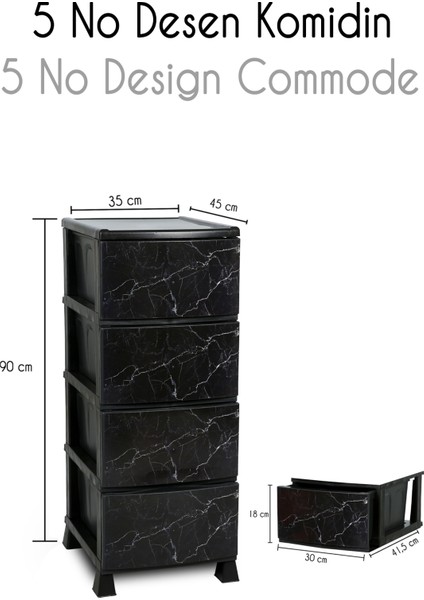 4 Katlı Çekmeceli Baskılı Desenli Kapaklı Plastik Komidin - Sebzelik - Çekmece modelleri