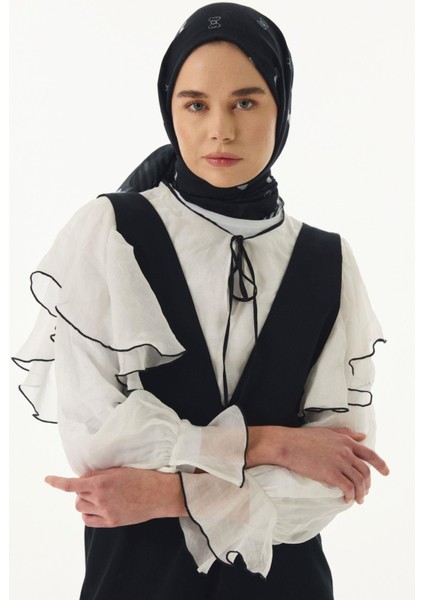 Holly Fiyonk Desen Siyah Pamuklu Şal modelleri