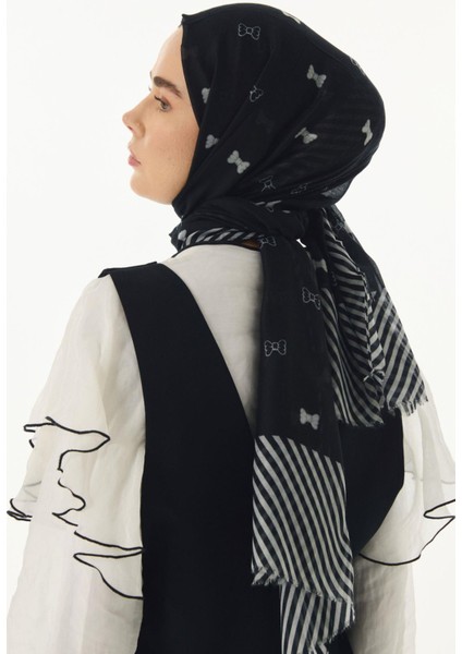 Holly Fiyonk Desen Siyah Pamuklu Şal fırsatları
