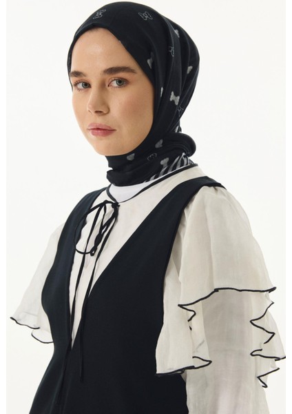 Holly Fiyonk Desen Siyah Pamuklu Şal indirimleri