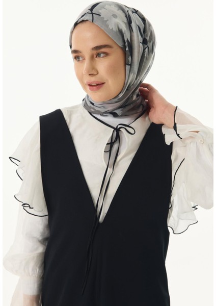 Ella Çiçek Desen Gri Pamuklu Şal modelleri