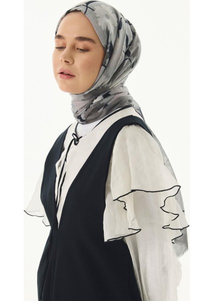 Ella Çiçek Desen Gri Pamuklu Şal fırsatları