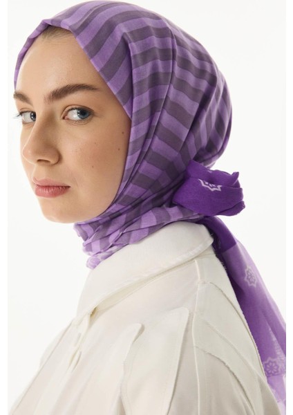 Belinda Minimal Desen Lila Pamuklu Şal