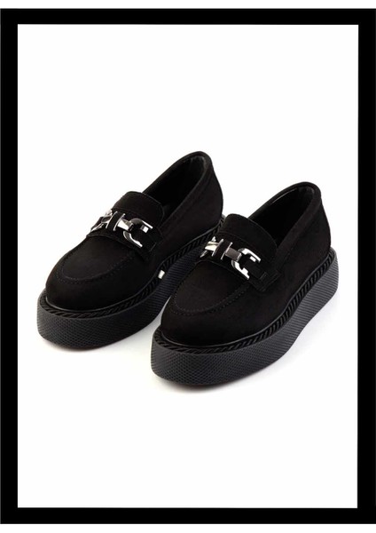 Siyah Süet Kadın Loafer Ayakkabı K01192180002