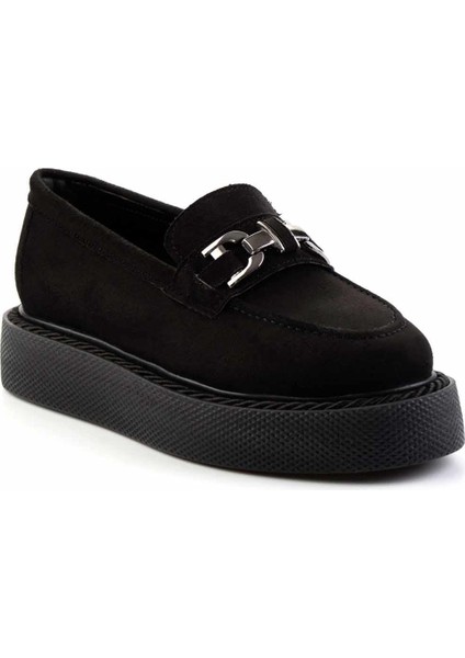 Siyah Süet Kadın Loafer Ayakkabı K01192180002 modelleri