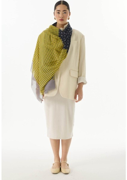 Carol Geometrik Desen Sarı Pamuklu Şal fiyatları