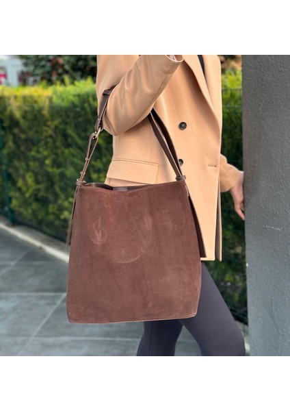 Nora Çift Taraflı Acı Kahve Süet Çanta