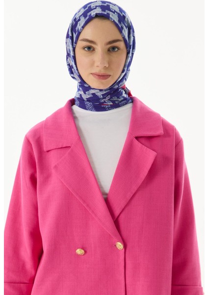 Misty Çizgi Desen Saks Mavi Pamuklu Şal