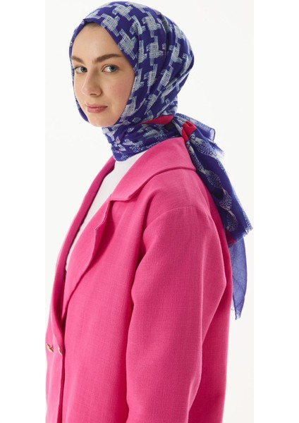 Misty Çizgi Desen Saks Mavi Pamuklu Şal modelleri