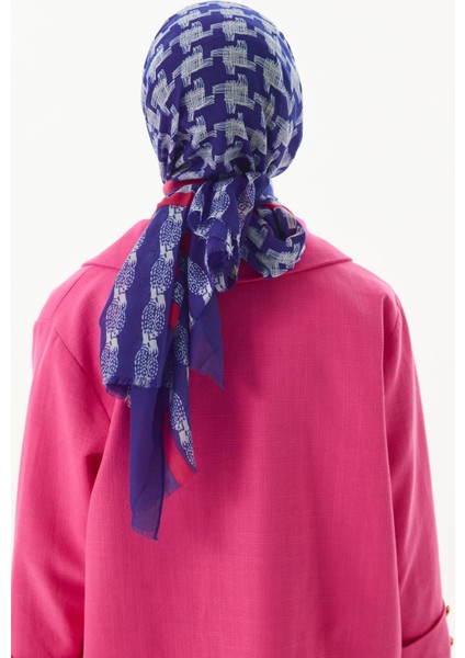 Misty Çizgi Desen Saks Mavi Pamuklu Şal fırsatları