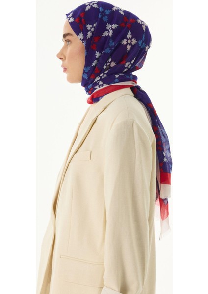 Perla Desenli Saks Mavi Pamuklu Şal modelleri