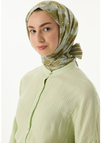 Diana Çizgi Desen Vizon Pamuklu Şal