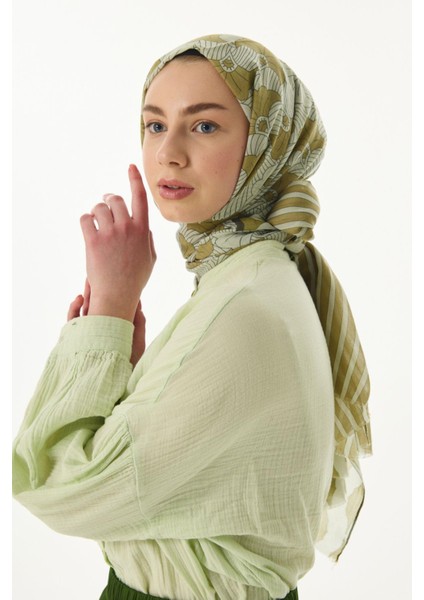 Diana Çizgi Desen Vizon Pamuklu Şal modelleri