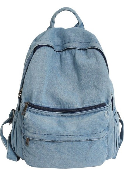 Düz Renk Denim Retro Sırt Çantası Basit Kadın Sırt Çantası (Yurt Dışından)