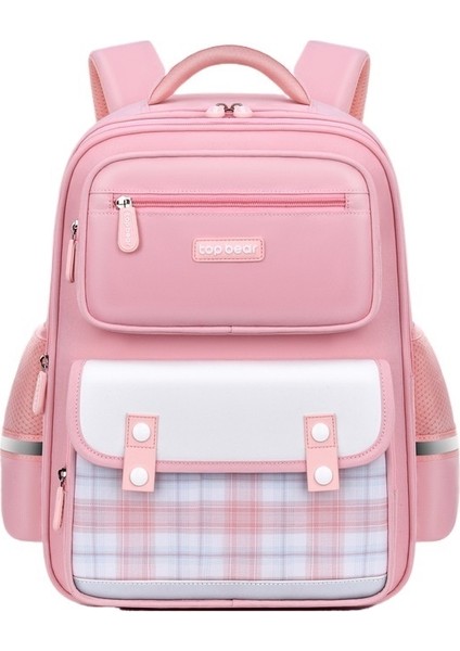Çocuk Okul Çantası Kızların Güzel Görünümlü ve Yükü Azaltan Aşınmaya Dayanıklı Ilkokul Öğrencileri 6-12 Yaş Ekose Sırt Çantası (Yurt Dışından)