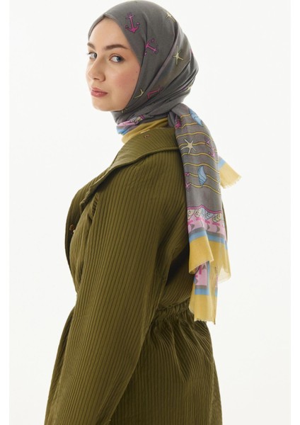 Terra Okyanus Desen Gri Pamuklu Şal fiyatları