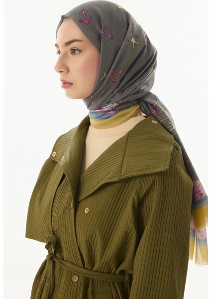 Terra Okyanus Desen Gri Pamuklu Şal modelleri