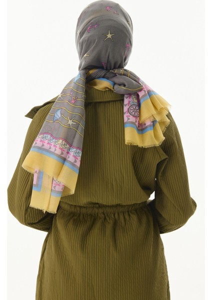 Terra Okyanus Desen Gri Pamuklu Şal fırsatları