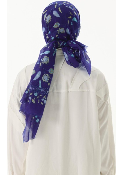 Lina Nine Desen Saks mavi Pamuklu Şal fırsatları