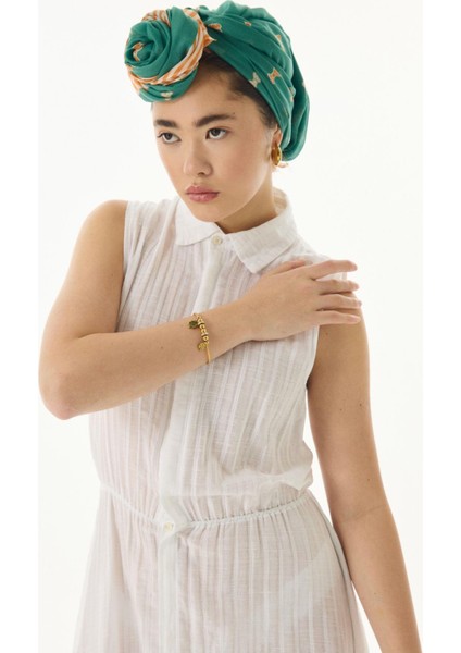 Holly Fiyonk Desen Yeşil Pamuklu Şal