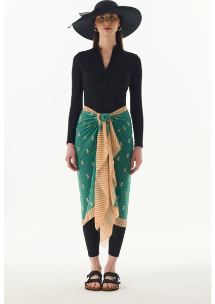 Holly Fiyonk Desen Yeşil Pamuklu Şal fırsatları