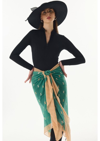 Holly Fiyonk Desen Yeşil Pamuklu Şal indirimleri