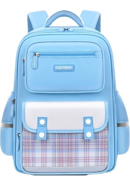 Çocuk Okul Çantası Kızların Güzel Görünümlü ve Yükü Azaltan Aşınmaya Dayanıklı Ilkokul Öğrencileri 6-12 Yaş Ekose Sırt Çantası (Yurt Dışından)