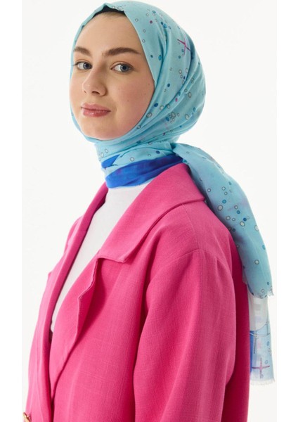 Tasha Gezegen Desen Yeşil Pamuklu Şal
