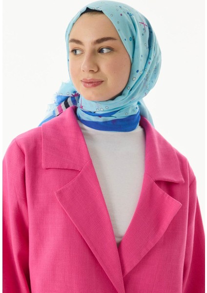 Tasha Gezegen Desen Yeşil Pamuklu Şal