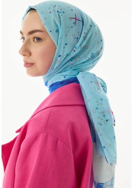 Tasha Gezegen Desen Yeşil Pamuklu Şal