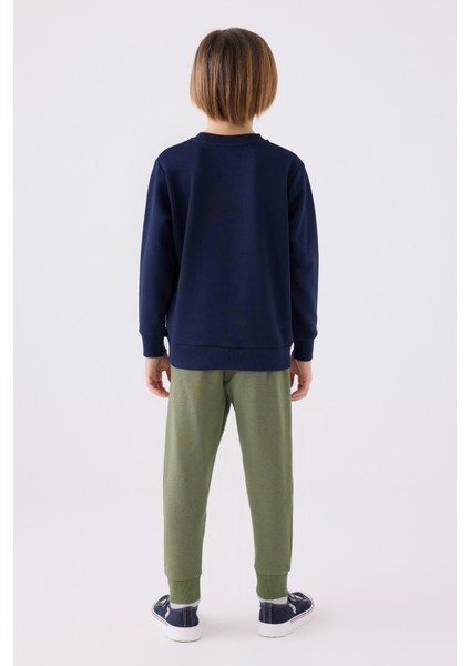 Pamuklu Beli Lastili Bisiklet Yaka Şardonlu Eşofman Takımı Erkek Çocuk Eşofman Takımı US1906 indirimleri