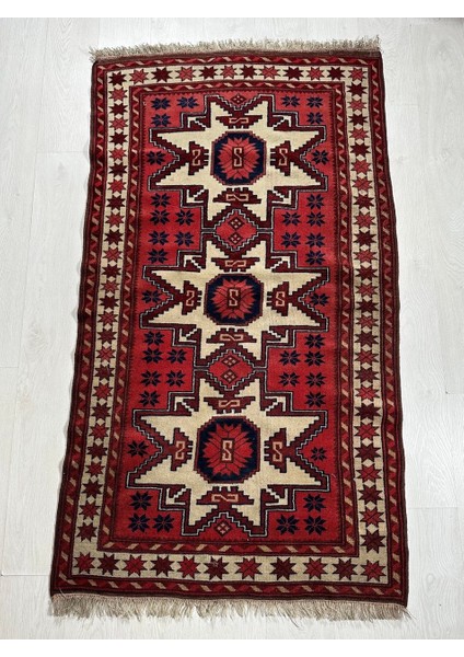 106X184 cm El Dokuma Yağcıbedir Halısı Antik Harika Kondisyonlu Halı Yıkanabilir