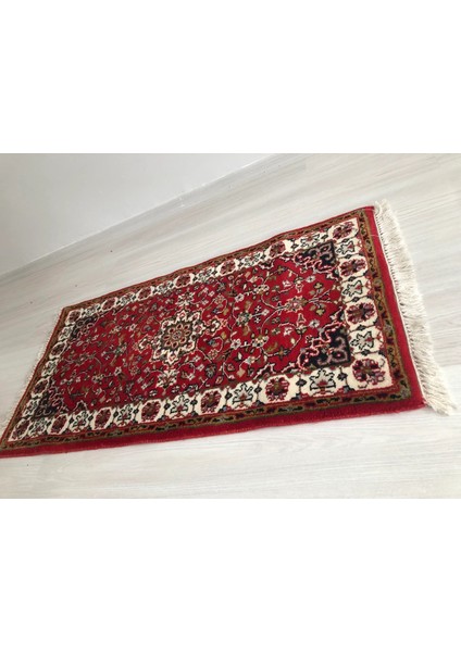 61X119 cm Küçük Boy Uşak Halısı El Dokuma Nadir Desenli Antik Kilim