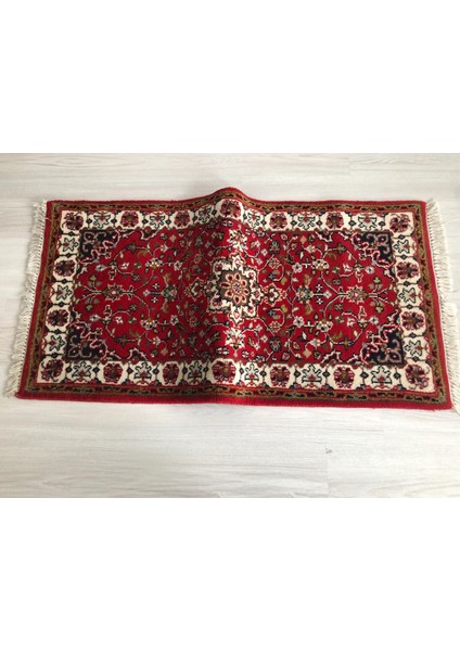 61X119 cm Küçük Boy Uşak Halısı El Dokuma Nadir Desenli Antik Kilim