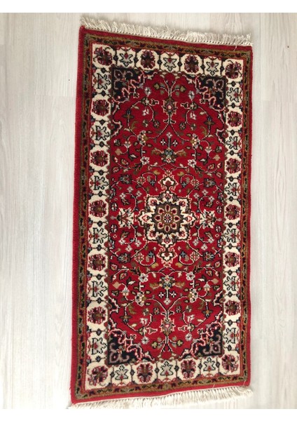 61X119 cm Küçük Boy Uşak Halısı El Dokuma Nadir Desenli Antik Kilim