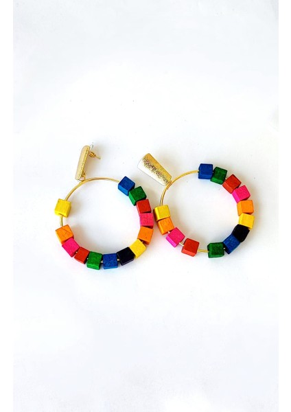 Ahşap Renkli Küpe / 6cm modelleri