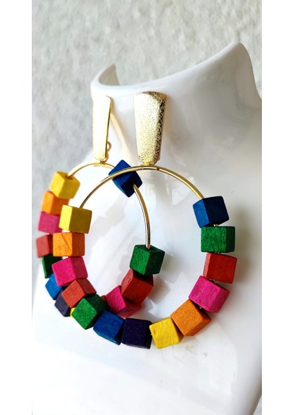 Ahşap Renkli Küpe / 6cm fırsatları